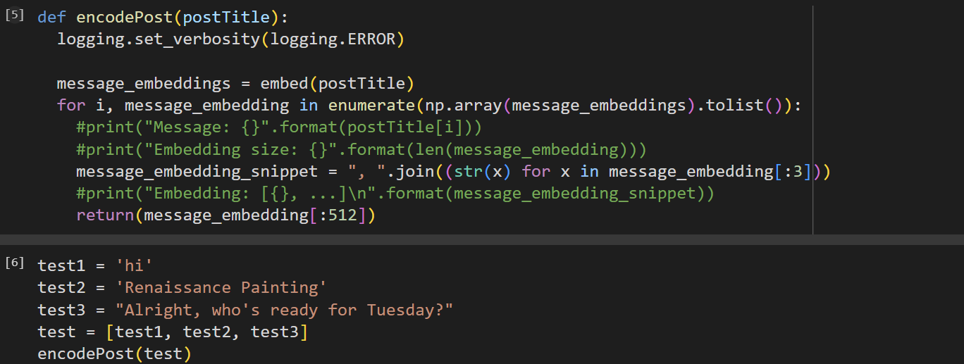Python code for Universal Sentence Encoder embedding function